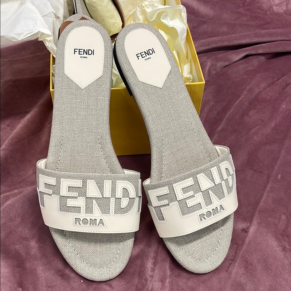 Fendi Women's Gray Slide Sandals